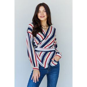 Oddi Multicolored Striped Wrap Top In Multi Red